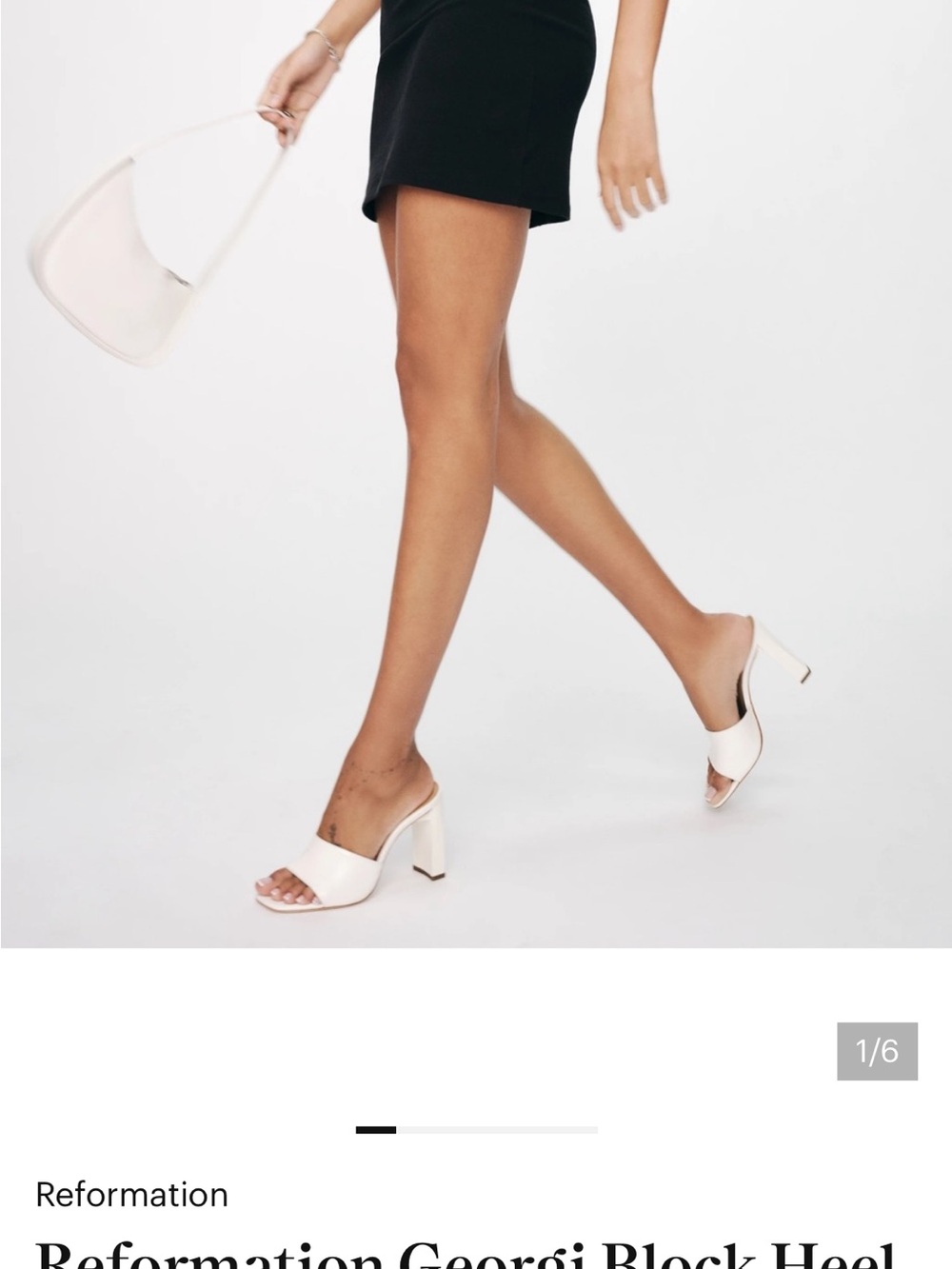 Reformation Georgi White Block Heel Mule